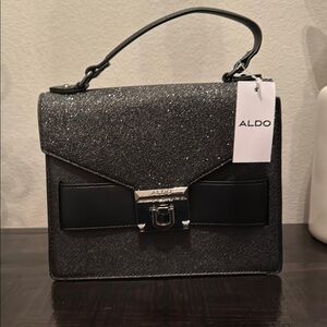 Aldo Black and Gray Satchel with Shimmering Finish